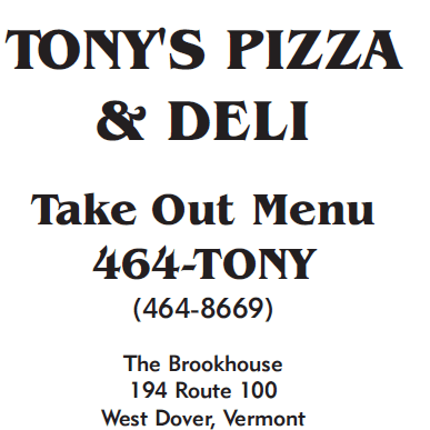 Tony's Pizza West Dover, Vermont